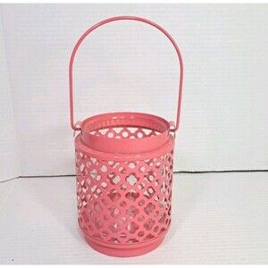 Rustic Pink Hanging Metal Birdcage Tealight Candle Holder Decor Shabby Chic